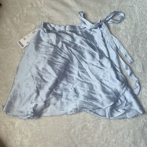 Urban outfitters light blue satin wrap skirt